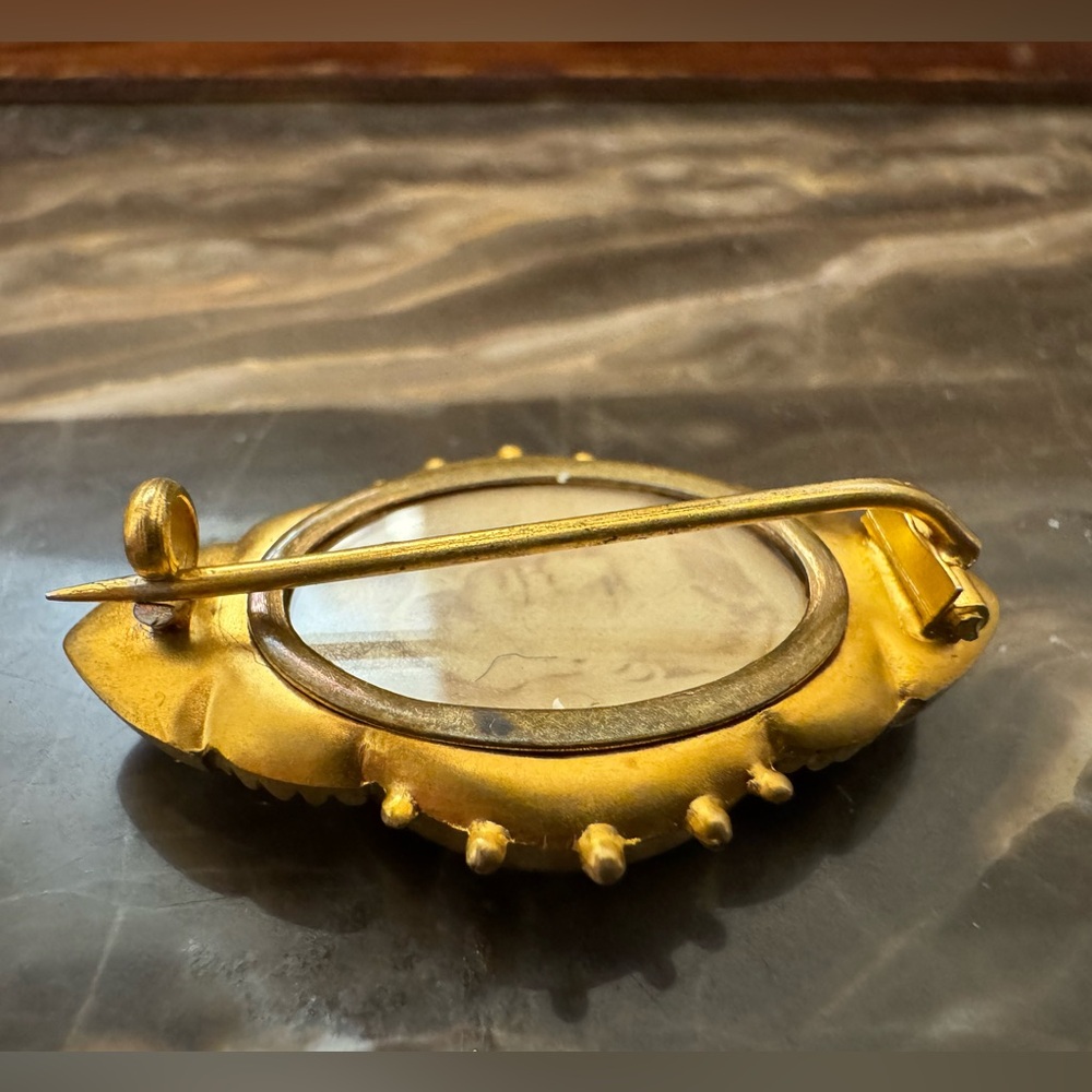 Antique Gold mourning Brooch with Star Detail and seed pearl Etruscan Victorian - Picture 4 of 12